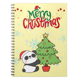 libreta de notas lindo panda feliz Navidad