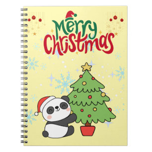 libreta de notas lindo panda feliz Navidad