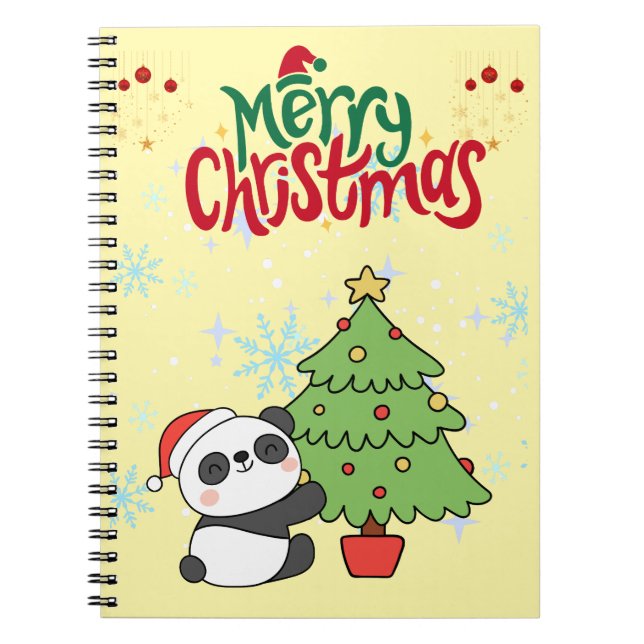 libreta de notas lindo panda feliz Navidad (Frente)