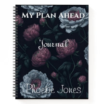 Libreta de notas personalizada elegante con peonía