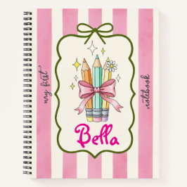 Libreta de rayas rosadas de diseño de lápices Coqu