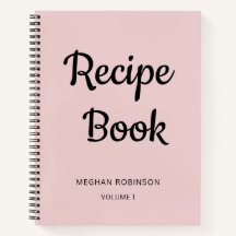 Libreta de Recetas de Cocina Monograma Rosa Rubor