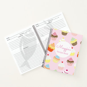 Libreta de Recetas de Cupcake Rosa Espiral Persona