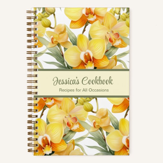 Libreta de recetas de orquídeas amarillas de libro (Anverso)