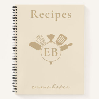 Libreta de recetas de panadería personalizada beig