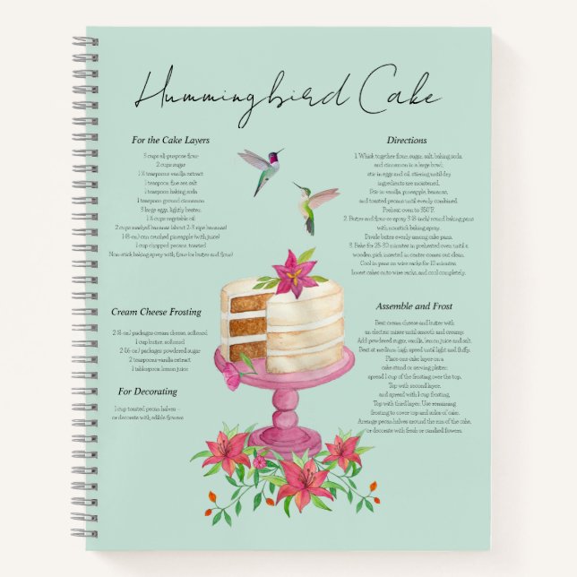 Libreta de Recetas de Torta de Colibrí (Anverso)