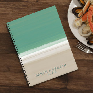 Libreta de recetas modernas de playa de océano tur
