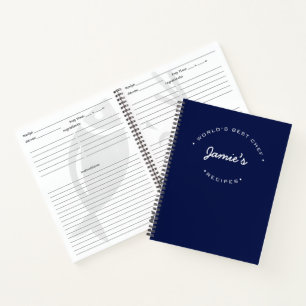 Libreta de recetas personalizada azul del mejor ch