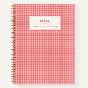 Libreta de recetas personalizadas con cuadros rosa