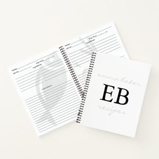 Libreta de recetas personalizadas con monograma Jo