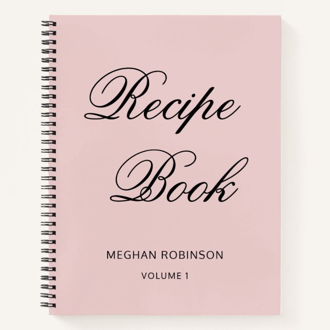 Libreta de Recetas Rosada Personalizada de Cocina  (Anverso)