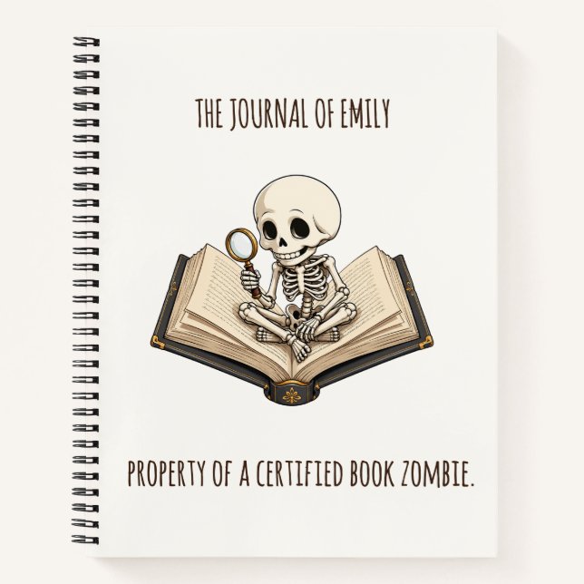Libreta de tapa dura personalizable Funny Skeleton (Anverso)