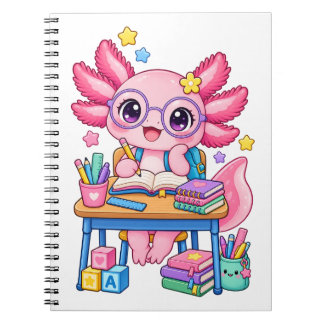 Libreta de vuelta al cole de ajolote Kawaii ratón