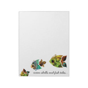 Libreta del verde azul de los pescados del collage