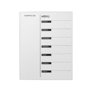 Libreta diaria del menú y de la lista de compras