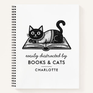 Libreta divertida para amantes de los libros y gat