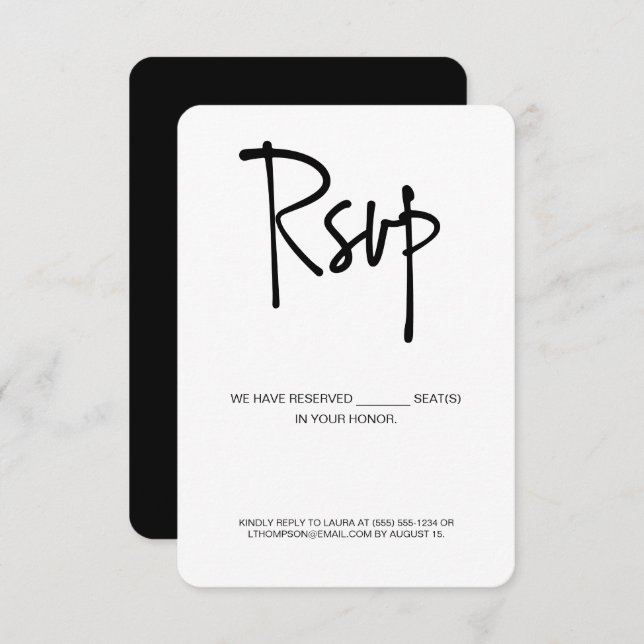 Libreta electrónica RSVP de asientos reservados (Anverso / Reverso)