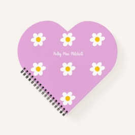 Libreta en forma de corazón con margaritas encaden