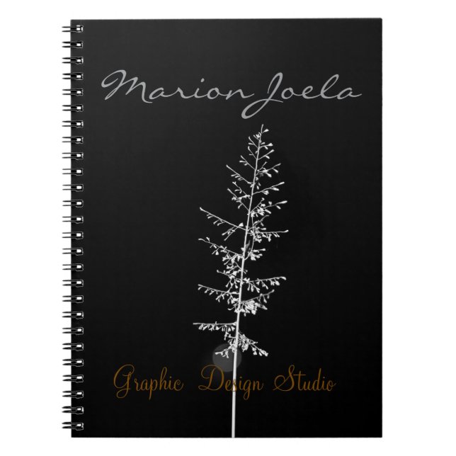 Libreta espiral con patrón negro elegante (Frente)