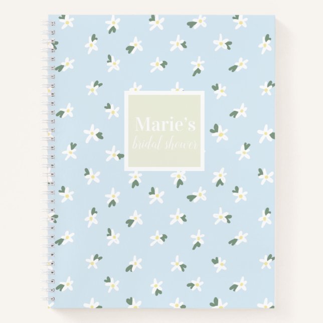 Libreta floral azul personalizable (Anverso)
