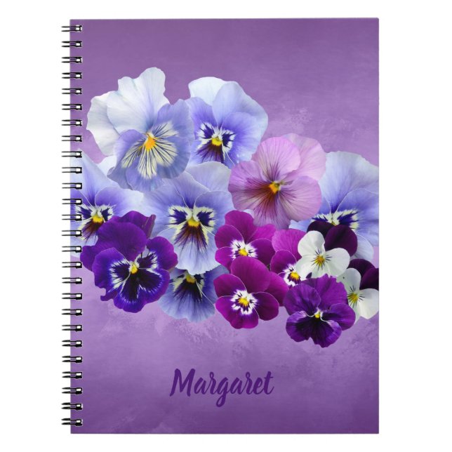 Libreta floral personalizada Pretty Pansies (Frente)