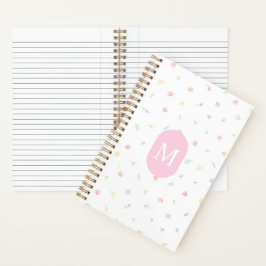 Libreta Monograma Rosa Flor Silvestre Pastel