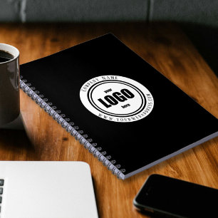 Libreta negra con logotipo personalizado