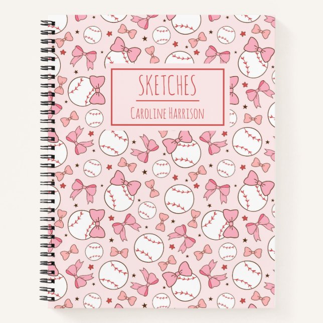 Libreta personalizada de béisbol con lazo coqueto  (Anverso)