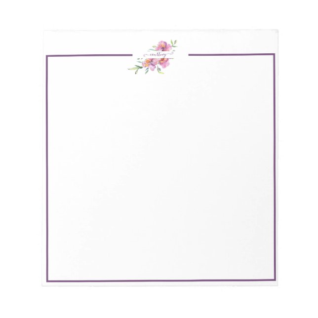 Libreta personalizada de flores en acuarela rosa (Frente)