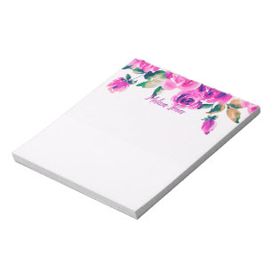 libreta personalizada de flores rosadas personaliz