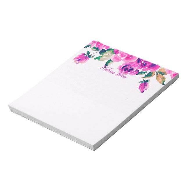 libreta personalizada de flores rosadas personaliz (Lado Izquierdo)
