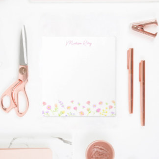 Libreta personalizada de flores silvestres pastel 