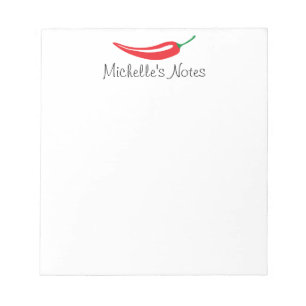 Libreta personalizada de la pimienta roja para las