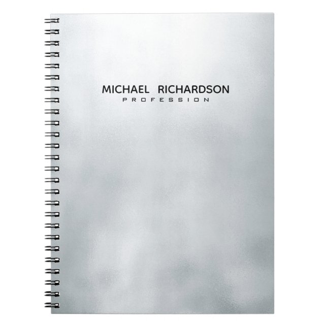 Libreta personalizada elegante masculina plata y n (Frente)