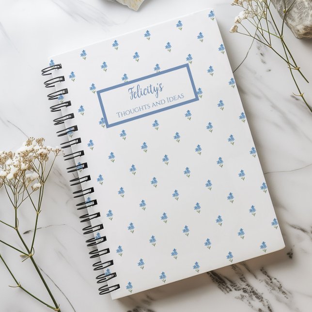 Libreta Personalizada Flor de Nomeolvides (Forget Me Not Spiral Notebook)