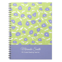Libreta Personalizada Floral Azul y Verde Moderna