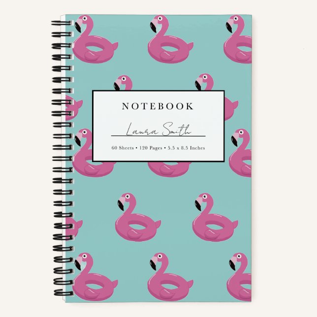 Libreta personalizada flotador de piscina Flamingo (Anverso)