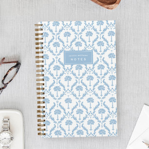 Libreta Personalizada Palm Damask Azul Costero