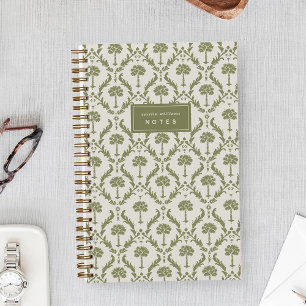 Libreta Personalizada Palm Damask Heritage Olive