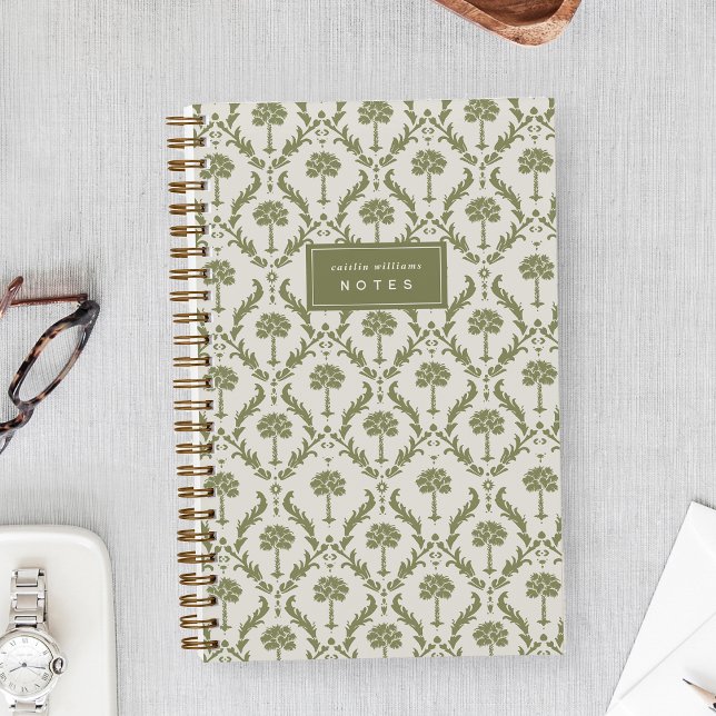 Libreta Personalizada Palm Damask | Heritage Olive (Subido por el creador)