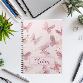 Libreta personalizada para niños Mariposa Rosa
