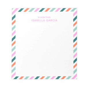 Libreta personalizada rosa con rayas lindas