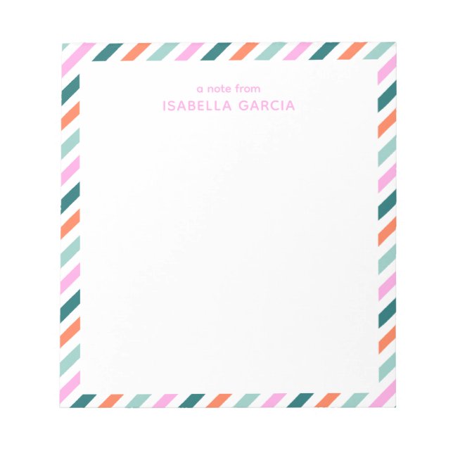 Libreta personalizada rosa con rayas lindas (Frente)