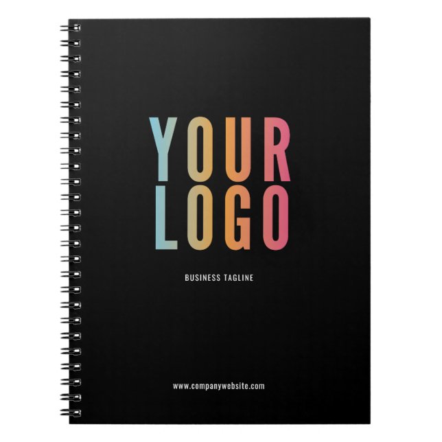 Libreta promocional con logotipo de empresa negra  (Frente)