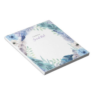 Libreta púrpura azul personalizada de la acuarela
