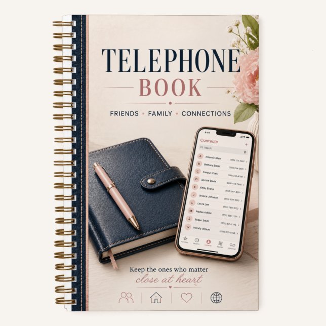 Libreta telefónica para damas rosa y azul (Anverso)