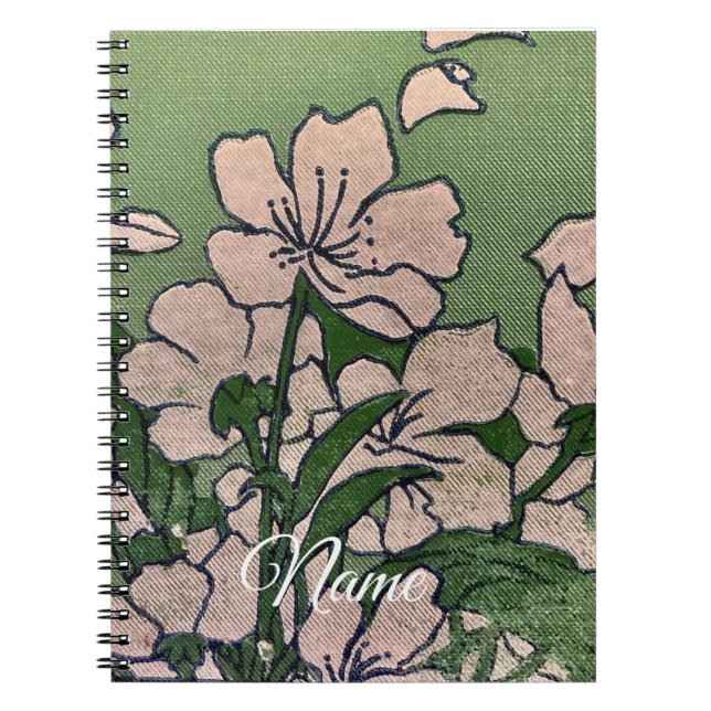 Libreta Verde Flor de Cerezo Rosa  (Frente)