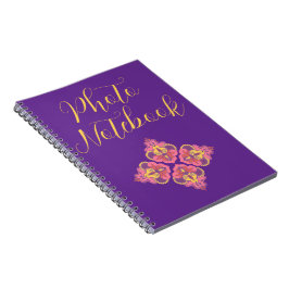 Libretas de fotos de flores en espiral púrpura