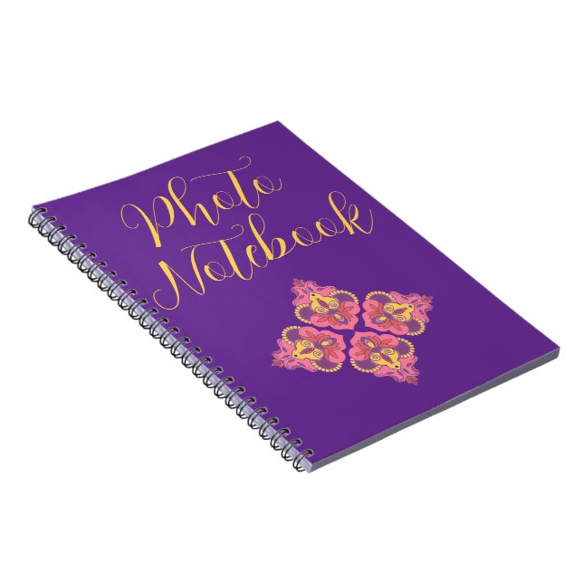 Libretas de fotos de flores en espiral púrpura (Lado Derecho)