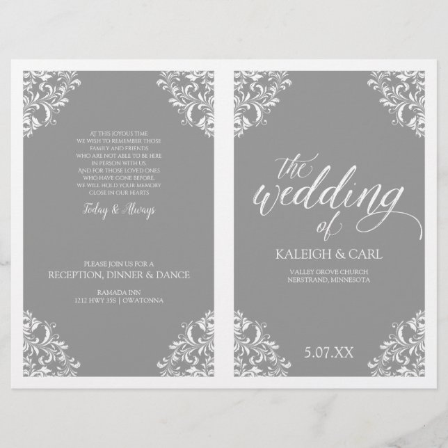Libreto de programa de boda elegante - Nadine (gri (Anverso)